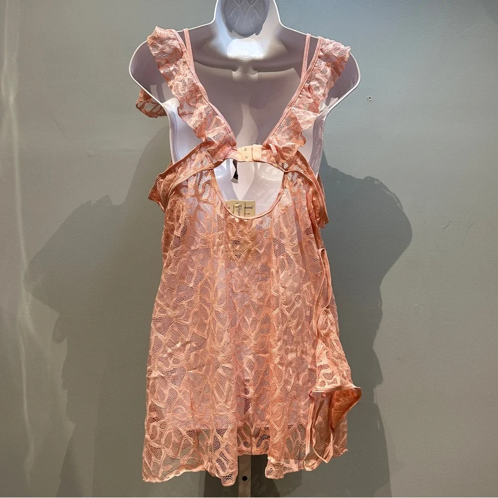 Elegant Moments Pink 2-Piece Set Lace Dress and G-String Size 3X NWT